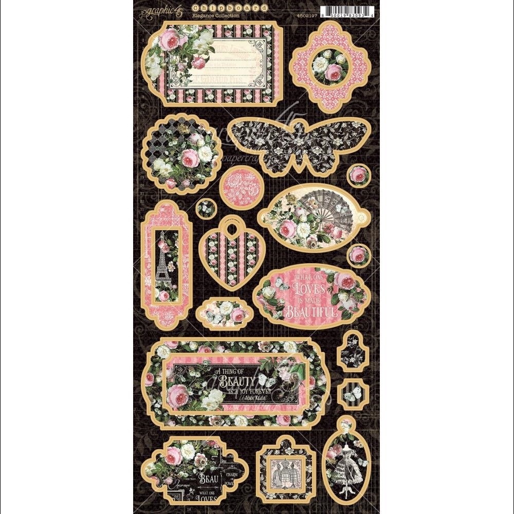 NEW! Graphic 45 Elegance Collection chipboard